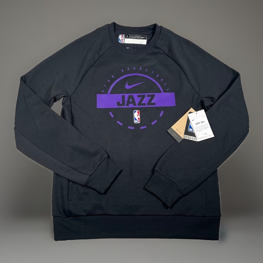 NWT-Nike Engineered NBA Utah Jazz Men's S Black Performance Sweatshirt UPF 40+
